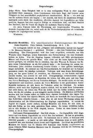 742-743, Henriette Herzfelder. Ein amerikanischer Erziehungsstaat