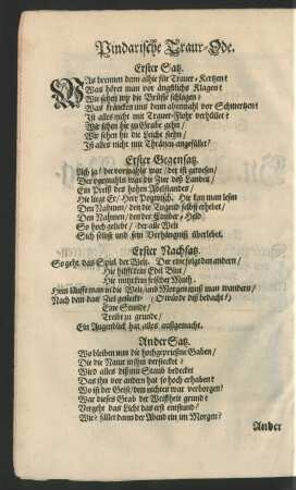 Pindarische Traur-Ode.