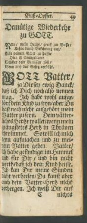 Demütige Wiederkehr zu GOTT