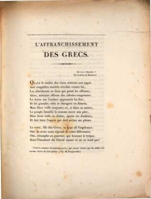 L' affranchissement des Grecs : Poëme couronné