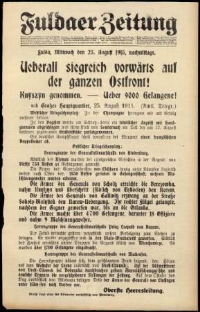 Ausgabe vom Mittwoch, den 25. August 1915.