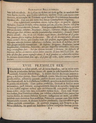 XVIII. Praemislus Rex