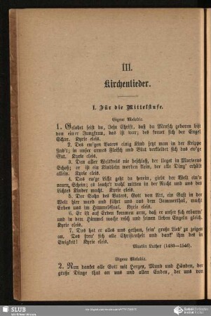 III. [IV.] Kirchenlieder