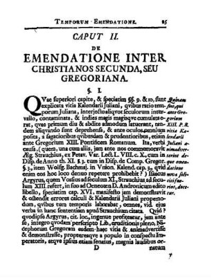 Caput II. De Emendatione Inter Christianos Secunda, Seu Gregoriana.