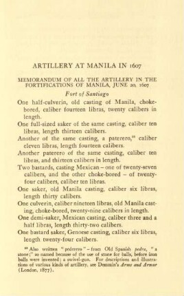 Artillery at Manila in 1607