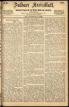 Ausgabe vom Samstag, den 12. August 1876.
