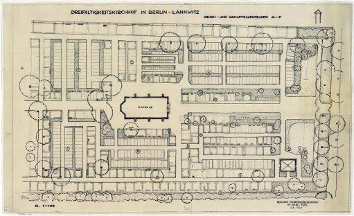 Dreifaltigkeitskirchhof Lankwitz - Lageplan Urnen - und Wahlstellenfelder A-F