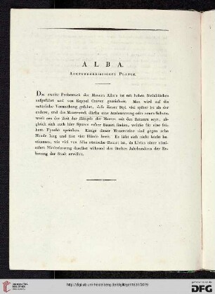 Alba: Achtunddreissigste Platte