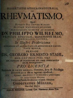 Diss. med. inaug. de rheumatismo
