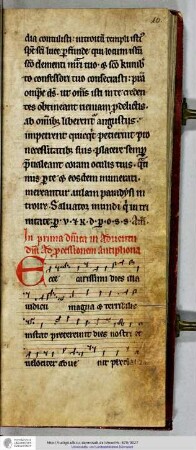 In prima dominica in aduentu / domini ad processionem antiphona / Ecce carissimi dies ... Die einzelnen Liturgietage siehe beim Inhalt