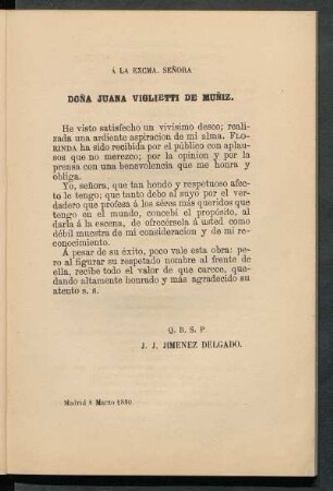 [Dedicatoria] A Doña Juana Viglietti de Muñiz