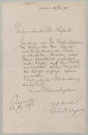Richard Wagner (1813-1883) Autographen: Brief von Richard Wagner an Lorenz von Düfflipp - BSB Autogr.Cim. Wagner, Richard.55