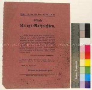 Kriegsdepesche des Norddeutschen Bundes über die Schlacht bei Gravelotte am 18. August 1870