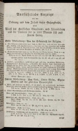 Ausfürhliche Anzeige von der Ordnung und dem Inhalte dieses Gesangbuchs, ...
