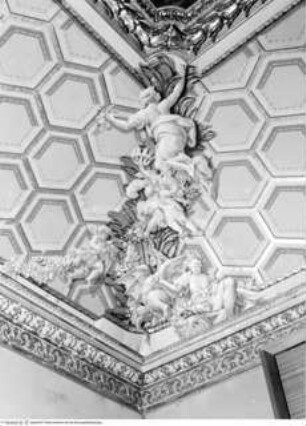 Gewölbeausmalung, Ecken: Weibliche Personifikationen und Putti mit den Wappenzeichen der Borghese