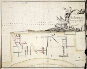 WHK 40 Hessische Revüen und Manöver: Plan des Manövers des Hanauischen Bataillons bei Philippsruhe, 1. Juni 1770
