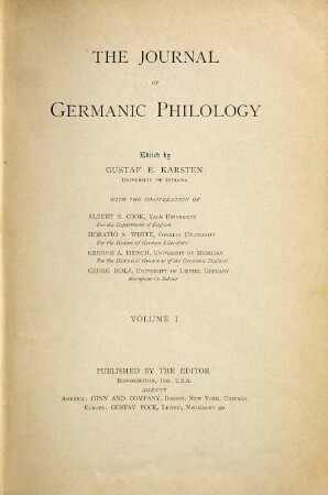 The journal of Germanic philology. 1. 1897