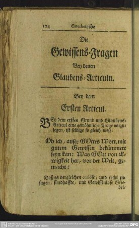 Die Gewissens-Fragen Bey denen Glaubens-Articuln