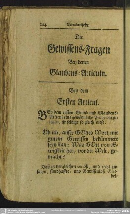 Die Gewissens-Fragen Bey denen Glaubens-Articuln