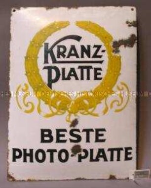 Werbeschild "Kranz-Platte"