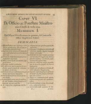 Caput VI. De Officio ac Potestate Ministrorum Christi & verbi eius.