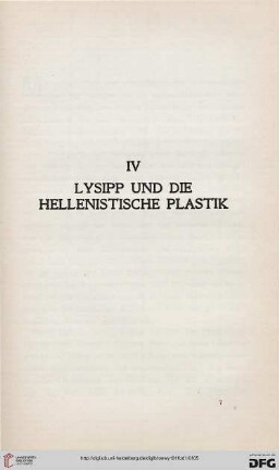 IV: Lysipp und die hellenistische Plastik