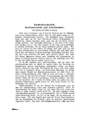 Knabenhandarbeit, Werkunterricht und Arbeitsschule