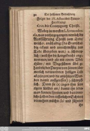 Folget der IV. Actus oder Haupt-Handlung/ Crux, die Creutzigung Christi.