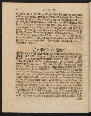 XI. Die Päbstliche Lehre?