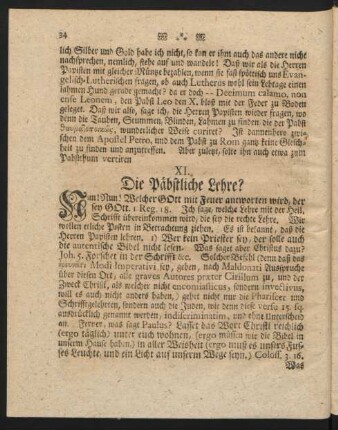 XI. Die Päbstliche Lehre?
