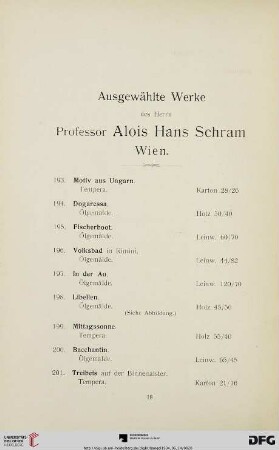Ausgewählte Werke des Herrn Professor Alois Hans Schram (Nr. 193-227)