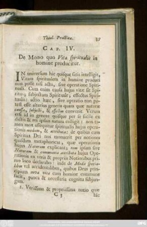 Cap. IV. De Modo quo Vita spiritualis in homine producitur.