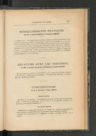 Renseignements Pratiques.