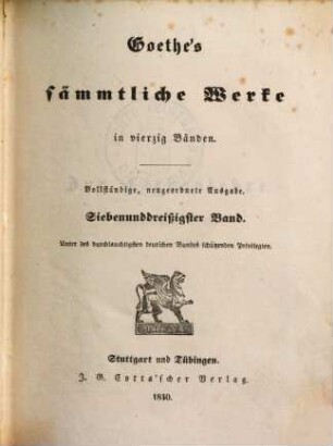 Goethe's sämmtliche Werke : in vierzig Bänden, 37. Zur Farbenlehre ; Didaktischer Theil