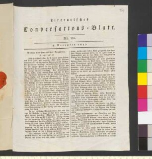 Brief von Literarisches Conversations-Blatt, Nr. 255 an Goethe, Johann Wolfgang von