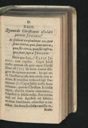 XXIII. Quomodo Christianus osculari poterit Iesulum?