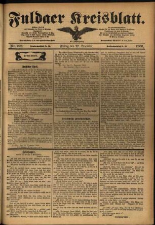 Erste Ausgabe vom Freitag, den 22. Dezember 1905.