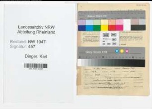 Entnazifizierung Karl Dinger , geb. 10.01.1903 (Chemiker)