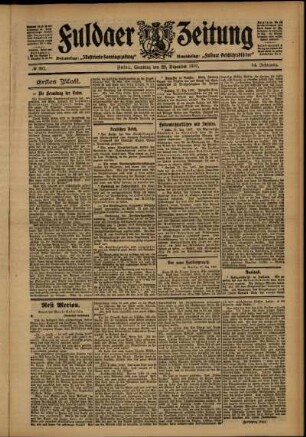 Erste Ausgabe vom Samstag, den 28. Dezember 1907.