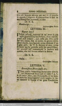 Lettera IV. Signor mio!