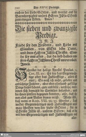 Die sieben und zwanzigste Predigt