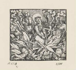 Heilige Barbara, aus: "Sanctorum et martyrum Christi icones quaedam artificiosissimae", Frankfurt am Main 1551
