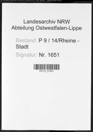 Sterberegister Standesamt Rheine-Stadt