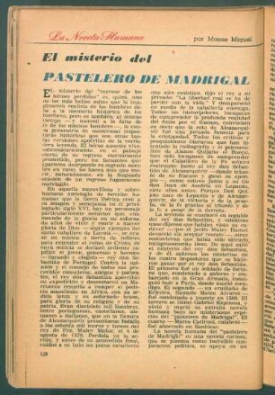 El misterio del "Pastelero de Madrigal" : La novela humana