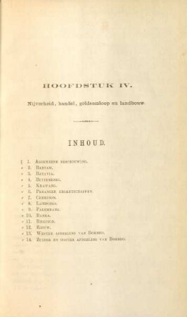 Hoofdstuk IV. Nijverheid, handel, geldsomloop en landbouw