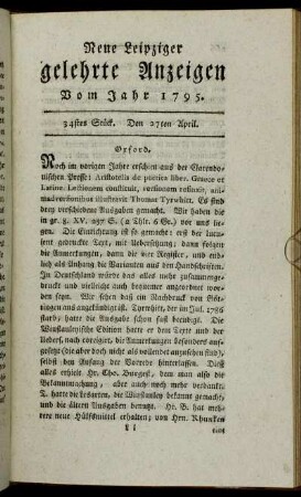 34stes Stück. Den 27ten April.