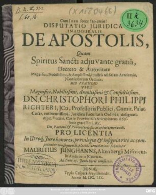 Disputatio Iuridica Inauguralis De Apostolis