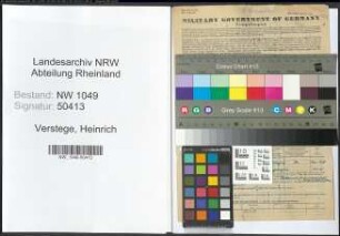 Entnazifizierung Heinrich Verstege , geb. 06.03.1909 (Kaufmann)