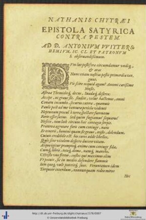 Epistola Satyrica Contra Pestem
