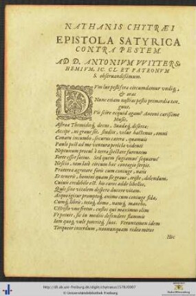 Epistola Satyrica Contra Pestem